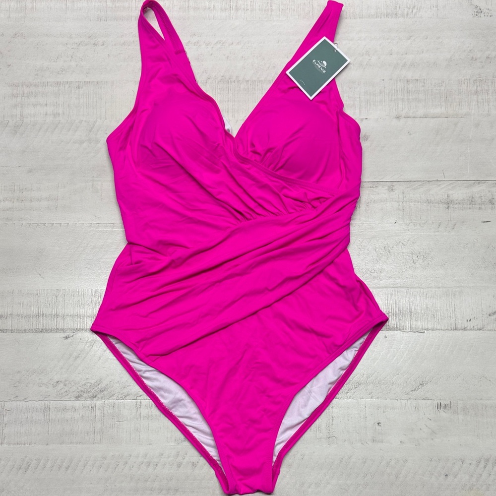 Eomenie Tummy Control Bathing Suit V Neck Swim Suit Ruched Criss Cross Swimwear - Picture 2 of 13